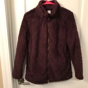 Dark purple fuzzy fleece zip up